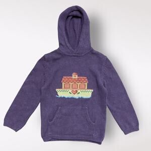Lands End Vintage Ship Hoodie Girls Size Large Purple Fall Comfy‎